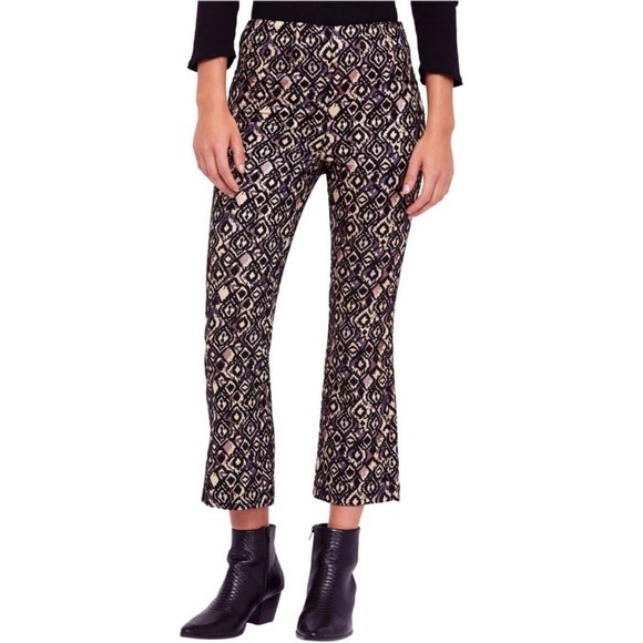 Free People Pants - Free People Black and Cream Patterned Trousers